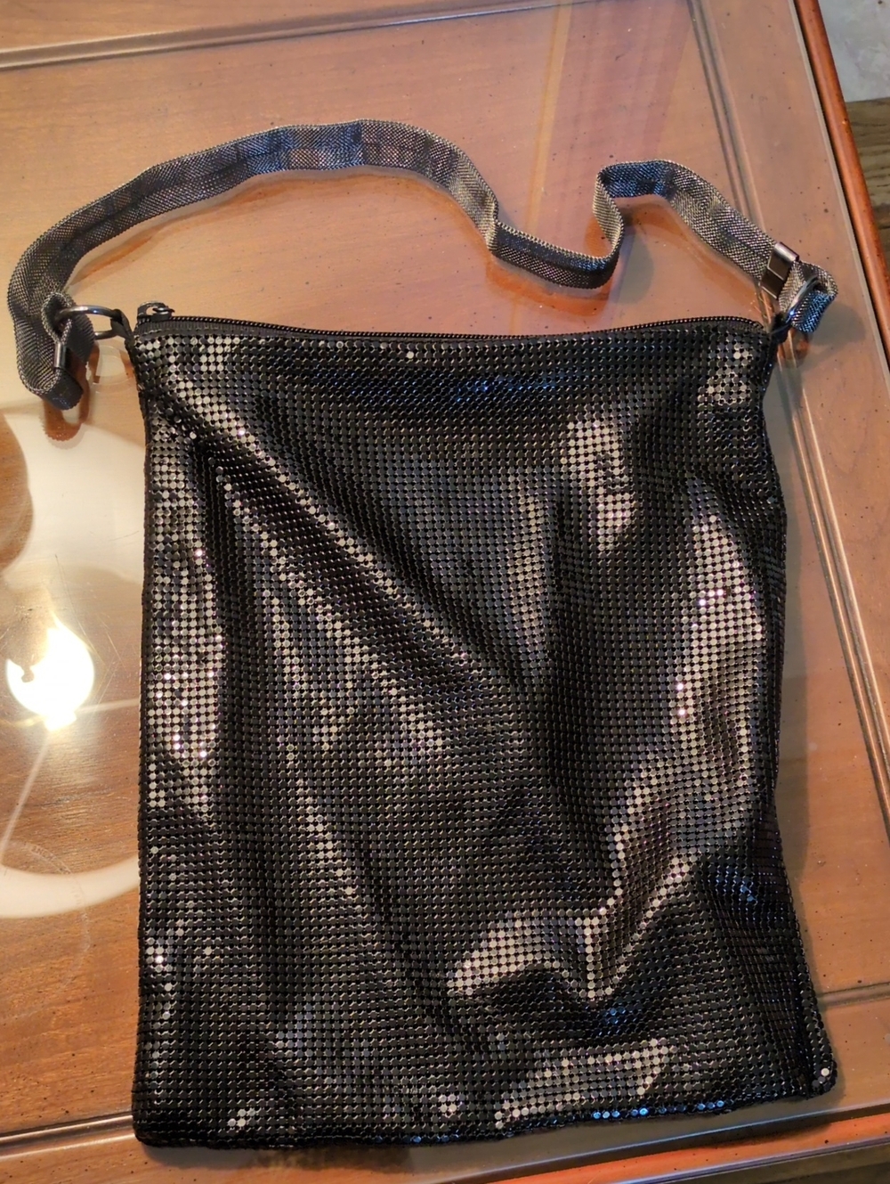 Vintage black metal mesh shoulder bag by Whiting & Davis
